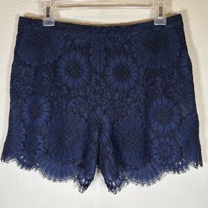 NWT Trina Turk Navy Blue Lace High Waist Shorts Size 6